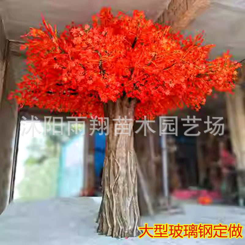 Artificial Red Maple Tree Maple Leaf Tree Indoor and Outdoor Decoration Maple Leaf Fake Tree Square Exhibition Hall Park Hotel Scene Layout Tree