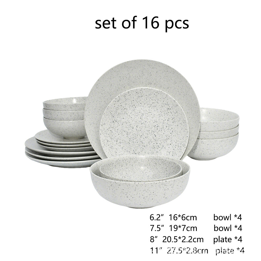 ceramic black plates bowl dinnerware Set of 4 set of 16Set