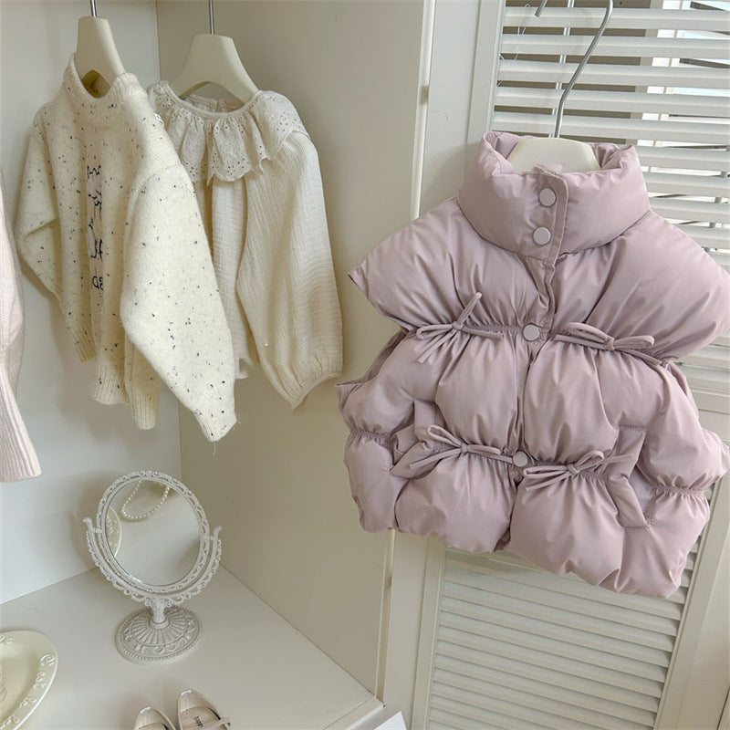 Sweet Little Girl's Vest Autumn Winter New Fashionable Children's Padded Vest Winter Baby Warm Sleeveless Jacket