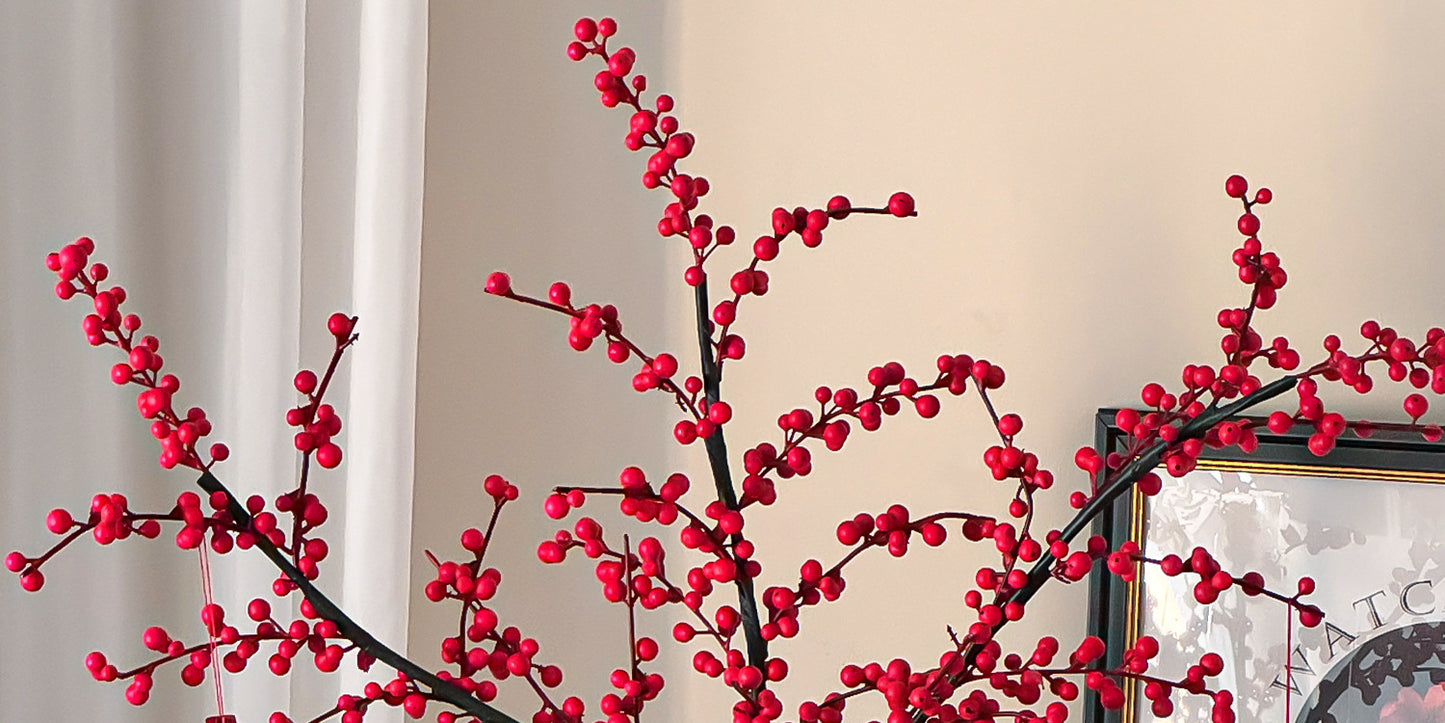 Wholesale Housewarming Gift Winter Green Red Fruit Artificial Flower Bouquet Decoration Ornament New Home Move-in Joy One Piece Dropshipping