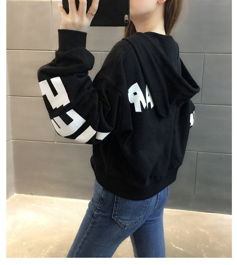 Half Zipper Hooded Short Petites Sweatshirt Women2025New Early Autumn Thin High-Waisted Stylish Streetwear Jacket Trend