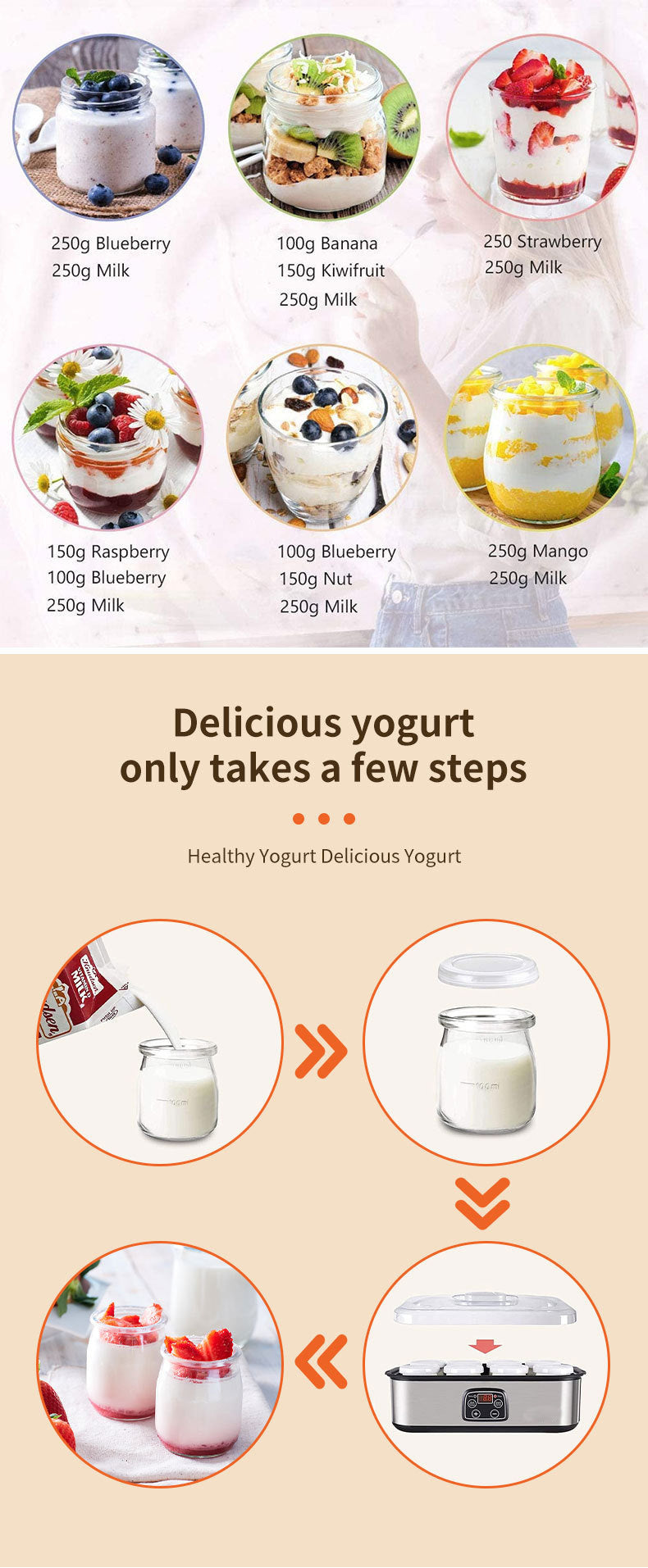 8-Cup Homemade Yogurt Fermentation Machine Breakfast Machine Commercial Jam Ice Cream Yogurt Maker YOGURT MAKER
