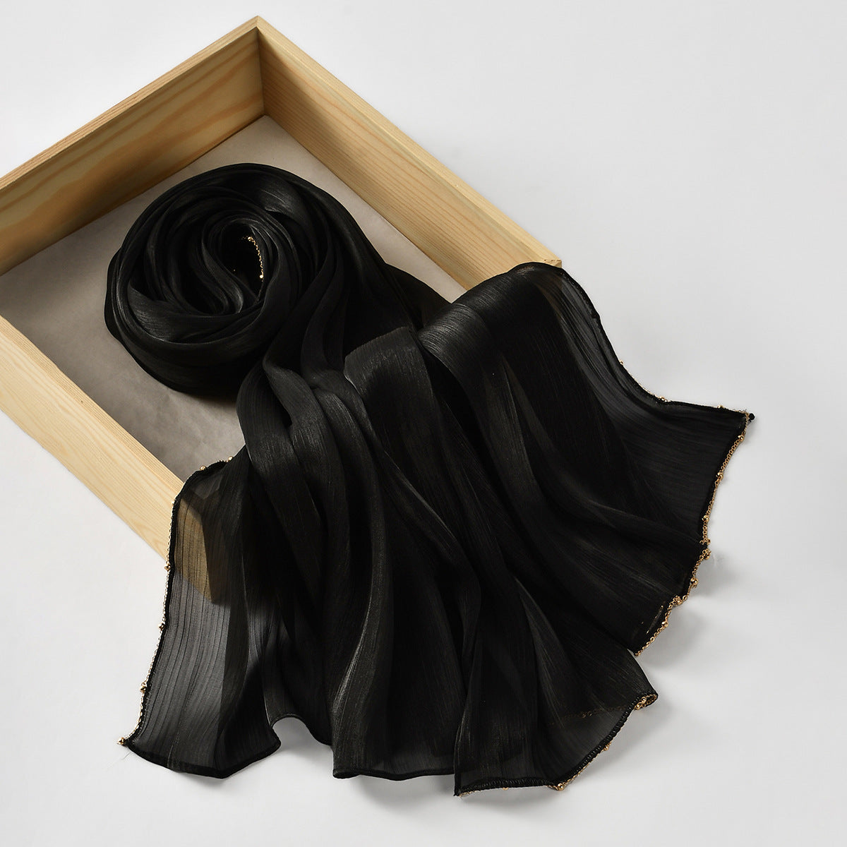 Southeast Asia Hot-Selling Popular Solid Color Chiffon Island Silk Chain Long Scarf Summer Refreshing Breathable Sun-Proof Ethnic Headscarf