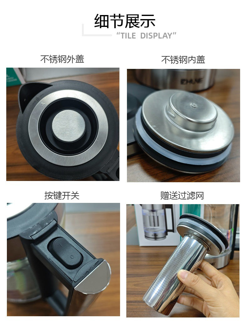 ZHUNE In-stock Glass Electric Kettle Electric Kettle Tea Kettle Water Boiler for Home and Hotel Wholesale1.8L Capacity