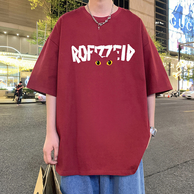 Short Sleeve T Men's Summer New Heavyweight Pure Cotton Crew Neck T-Shirt Large Size Loose Fit Men's Short Sleeve ins Fashion brand top