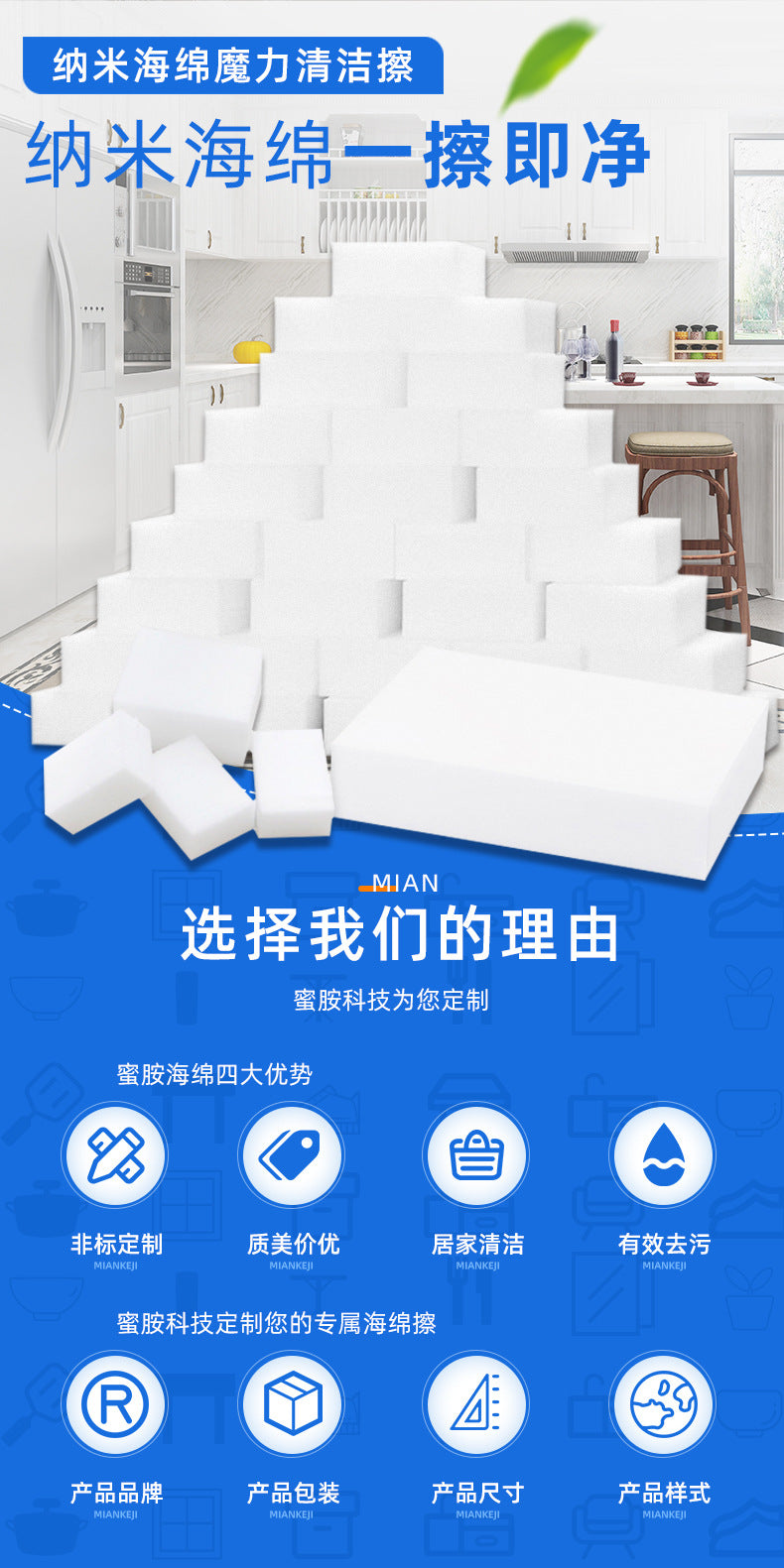 Nano Sponge Magic Eraser Kitchen Stain Removal Magical Shoe Cleaning Sponge Block Dishwashing Scouring Pad