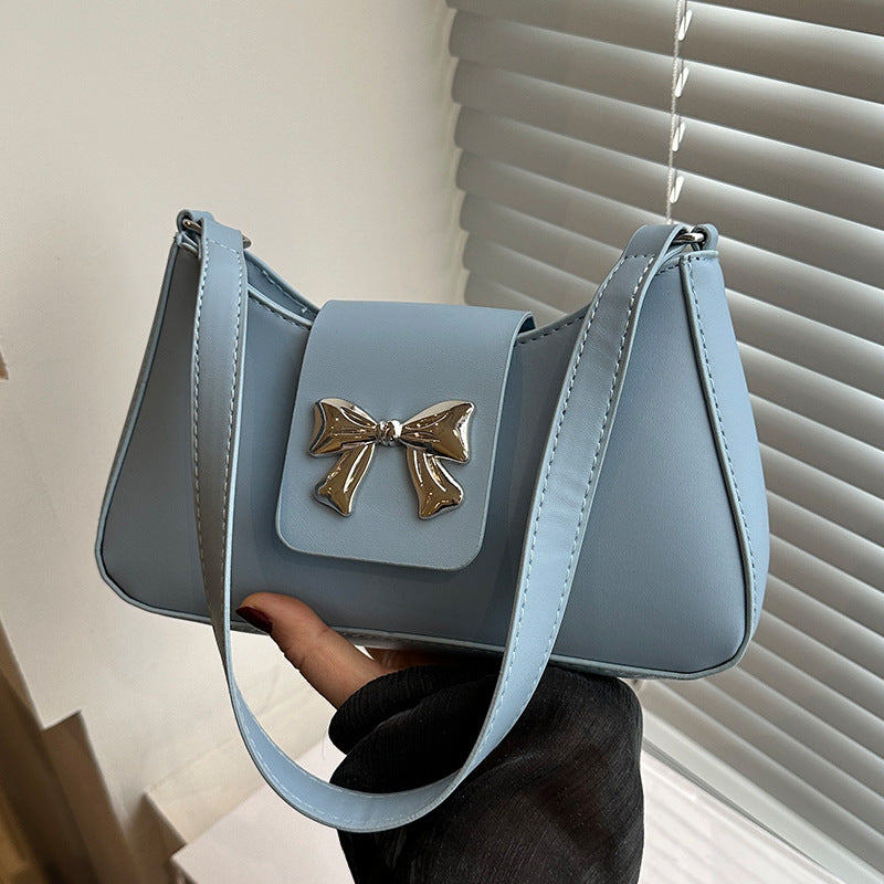 Korean Style Versatile Bag for Women2025Spring New Trendy Fashionable Single Shoulder Bag with Bowknot ins Underarm bag