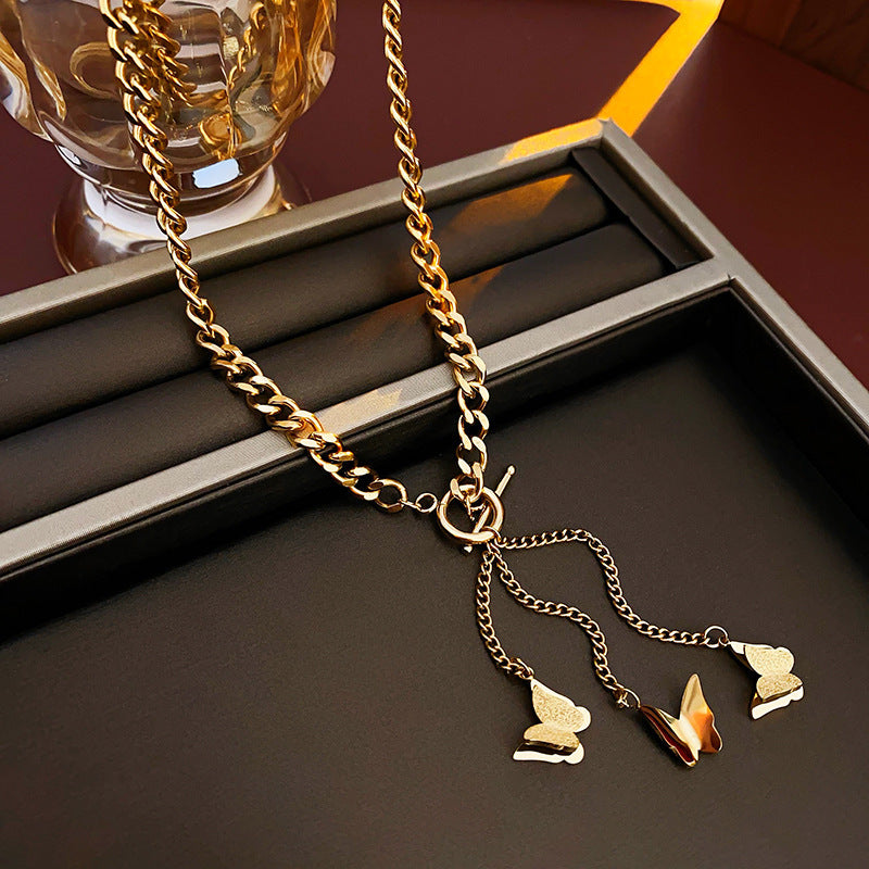18K Real Gold Plated Moon Heart Pendant Necklace Simple Versatile Elegant Collarbone Chain Light Luxury High-End Necklace