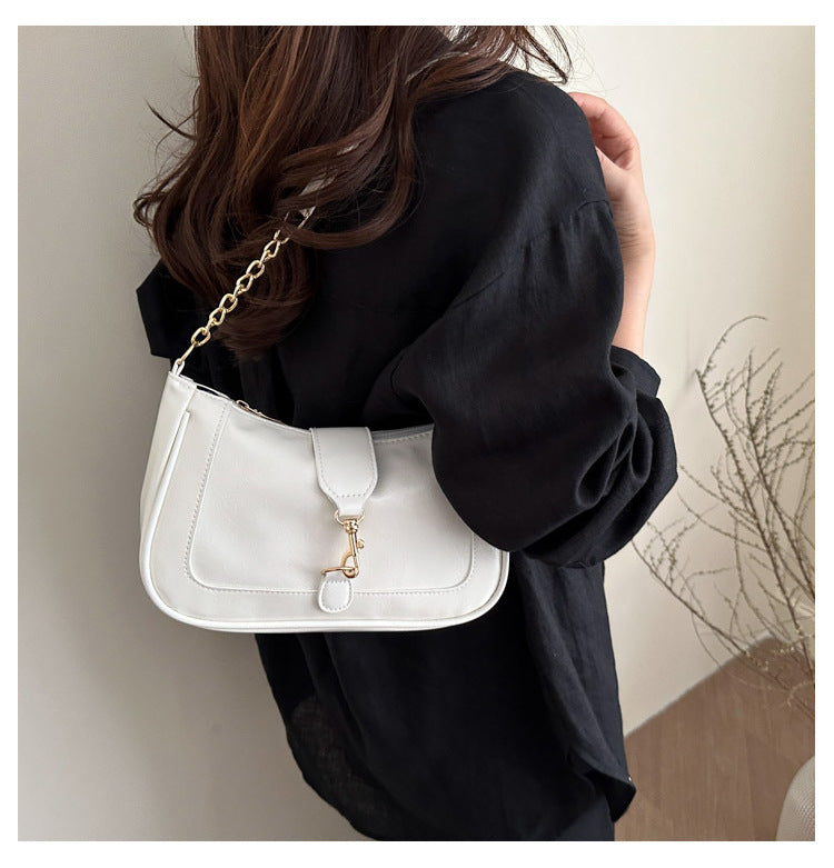 French Design Glossy Women2025Summer New Trendy Fashionable Elegant Single Shoulder Underarm Handbag for Women