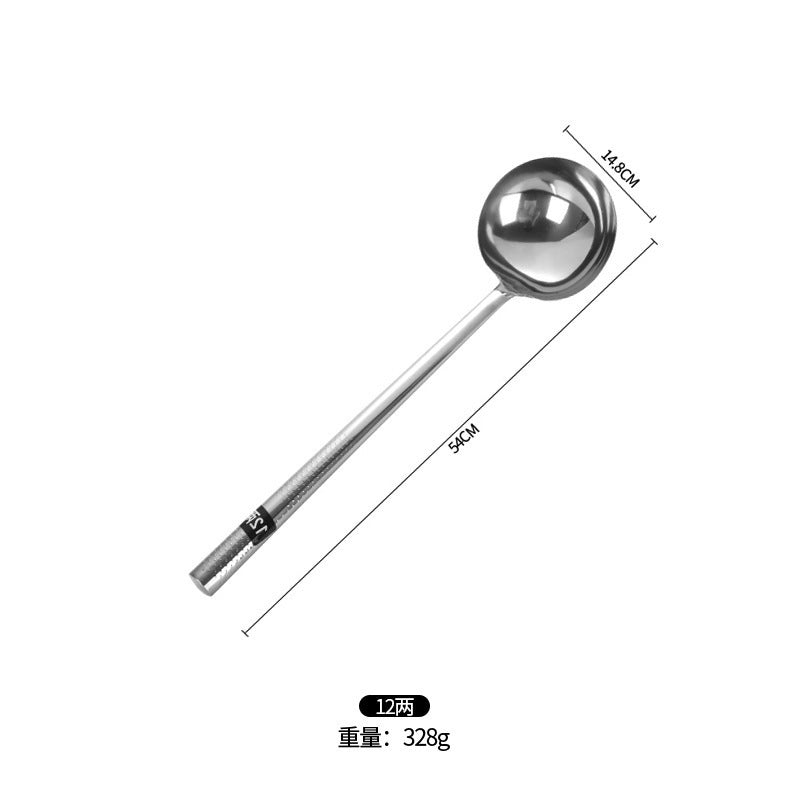 Stainless Steel Stir-Fry Spoon Chef's Stirring Spoon Long Handle Soup Spoon Serving Spoon Stir-Fry Spoon Kitchen Spatula Wooden Handle Pot Spatula Spoon