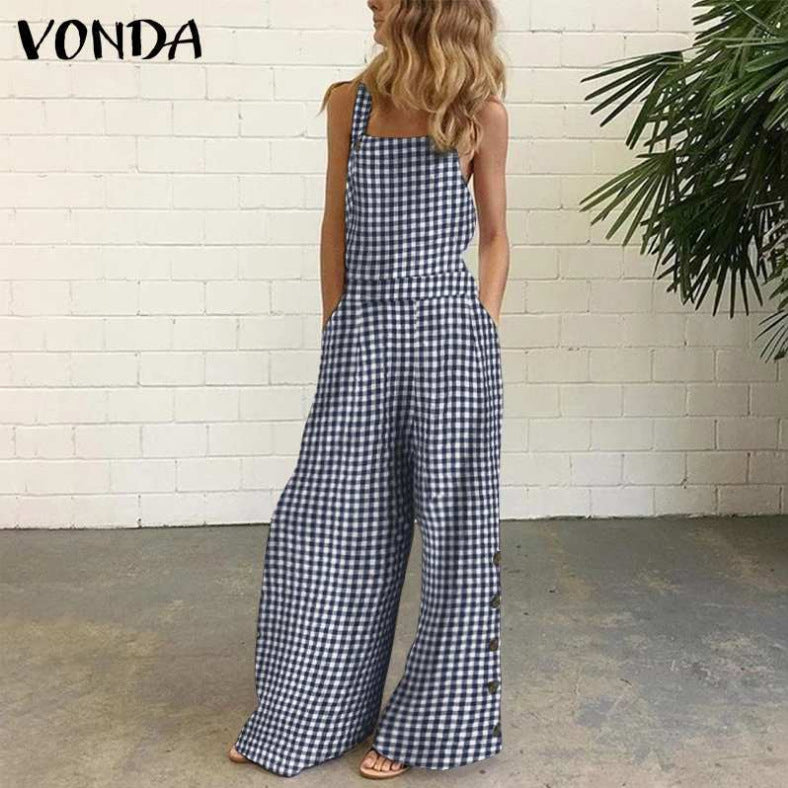 Independent Station European and American2025New Amazon Four-Color Polka Dot Wide-Leg Pants Long Pants Digital Print Backless Jumpsuit