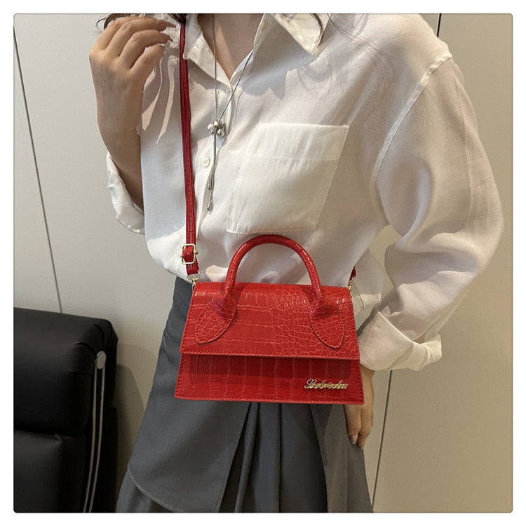 Korean style stone pattern single shoulder bag for women2025New Textured Handheld Small Square Bag Versatile Fashion Simple Crossbody Bag