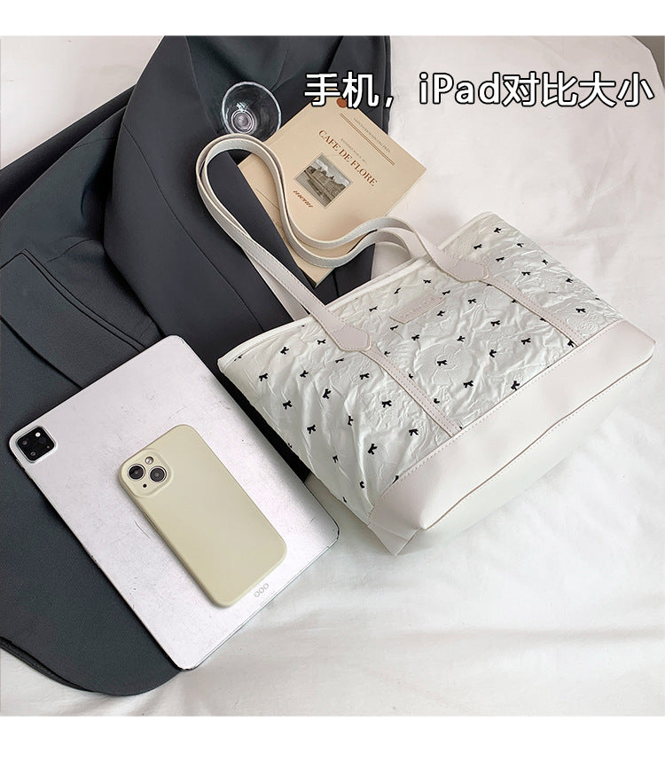 Class Commuting Tote Bag Large Capacity Heart Summer Stylish2025New style casual bowknot single shoulder underarm bag