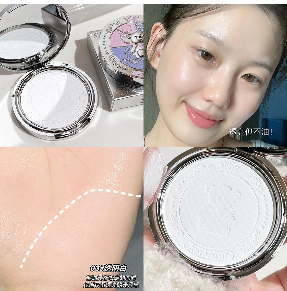 ART VALUE Bear Knight Soft Focus Powder Setting Powder Oil Control Long-lasting Waterproof Sweatproof Mom's Good Skin A44