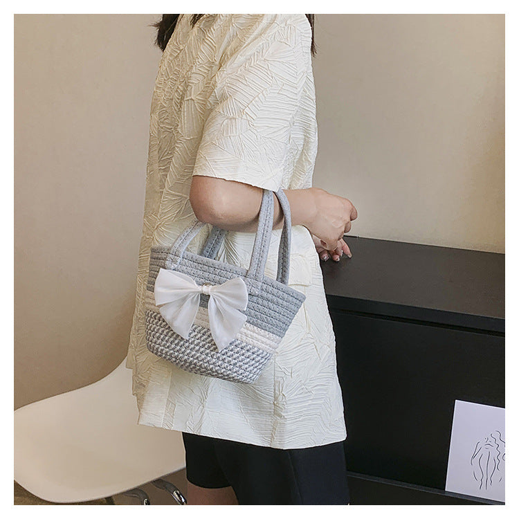 Hand-Woven Bag Women2025New Ethnic Style Straw Bag Forest Style Beach Large Capacity Basket Bag