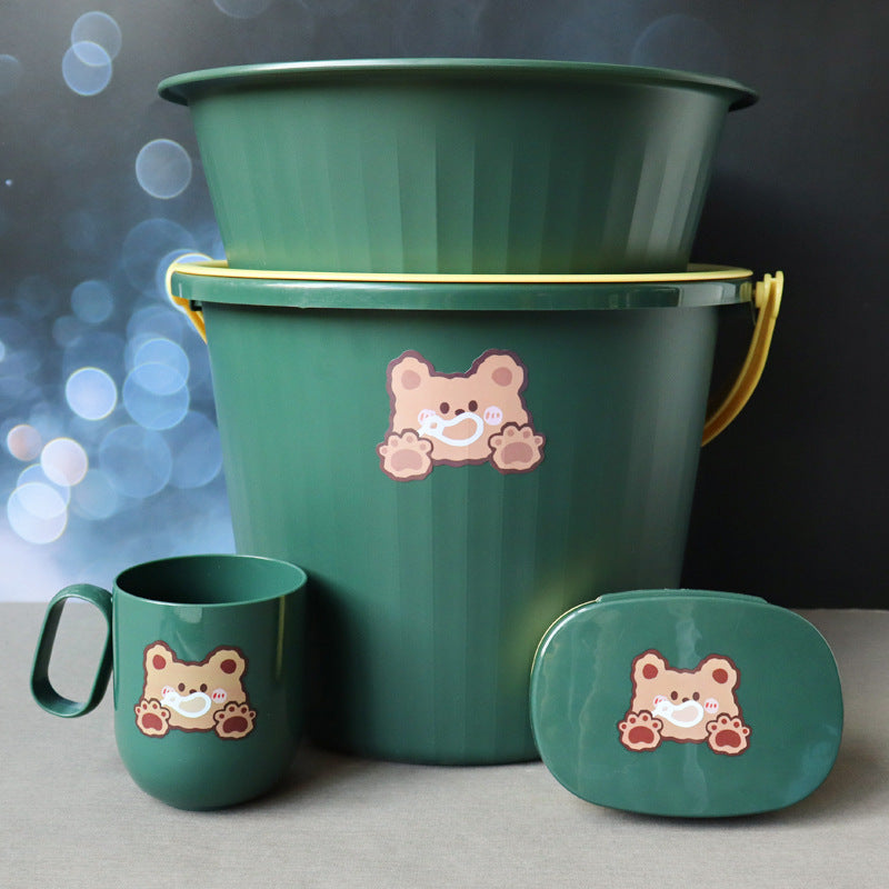 Back-to-School Season Toiletries Set Washbasin Bucket Tooth Cup Soap Dish Shoe Brush for Male and Female Students Dormitory11Set