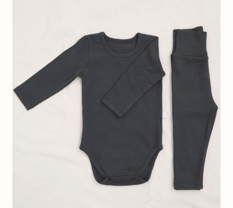 Baby Romper Spring and Autumn a High-Waist Belly Protection Pants Set Baby Spring and Autumn Triangle Romper Bodysuit Jumpsuit