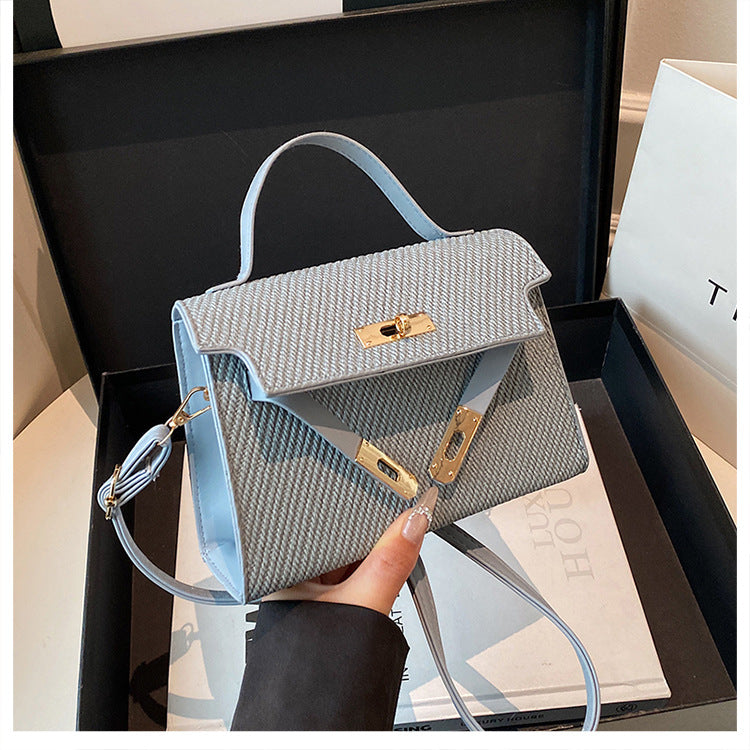 Bag2024New Fashion Small Square Bag Texture PU Handbag Retro Simple Shoulder Bag Trendy Versatile Crossbody