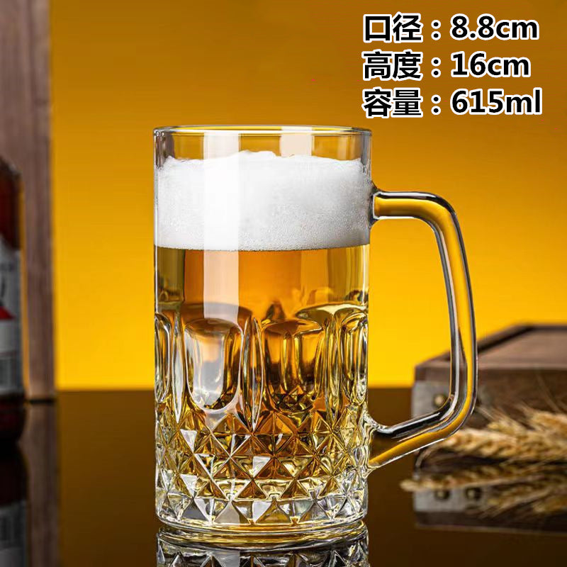 Transparent Glass Cup Heat-Resistant Large Thickened Tea Cup with Handle Beer Cup Without Lid Bar Gift Customizable logo