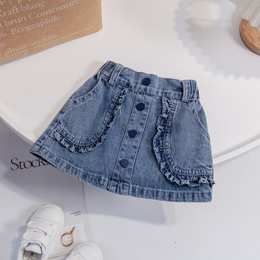 Children's clothing for girls stylish denim skirt for toddlers2025Spring and Summer New Korean Style Versatile Short Skirt for Children Trendy