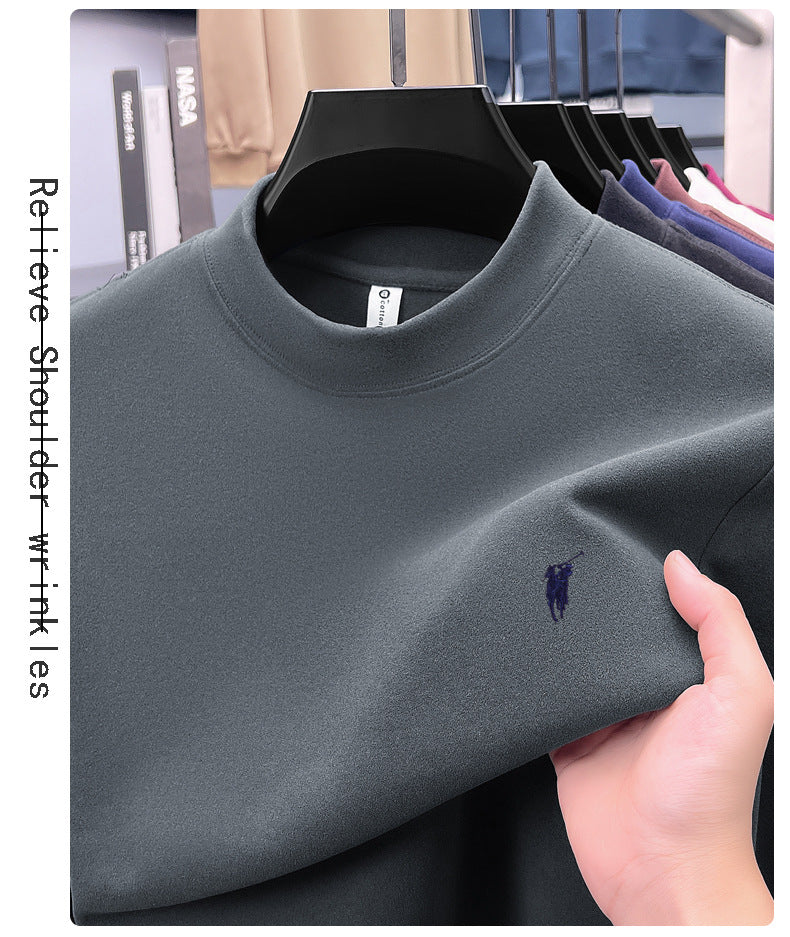 Cross-border foreign trade high-end pony embroidery men's long sleeve t Half Turtleneck Thermal Base Layer Shirt for Men Inner Wear