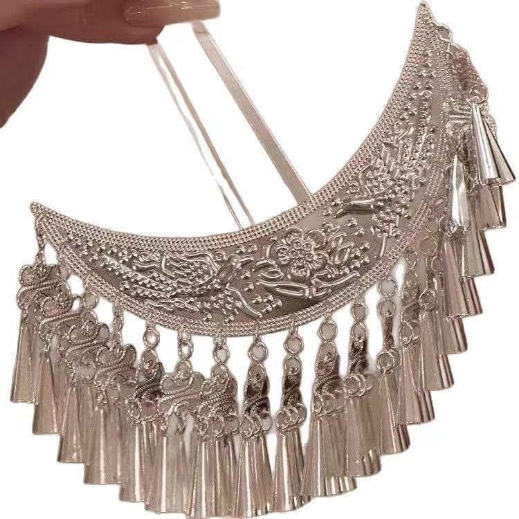 Guizhou Miao Silver Hair Accessories Southwest Ethnic Minority Dong Step Shake Hairpin Hair Accessories Hairpin Costume Accessories for Women