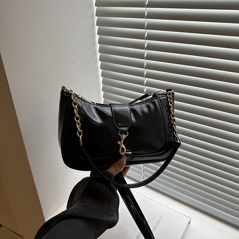 French Design Glossy Women2025Summer New Trendy Fashionable Elegant Single Shoulder Underarm Handbag for Women