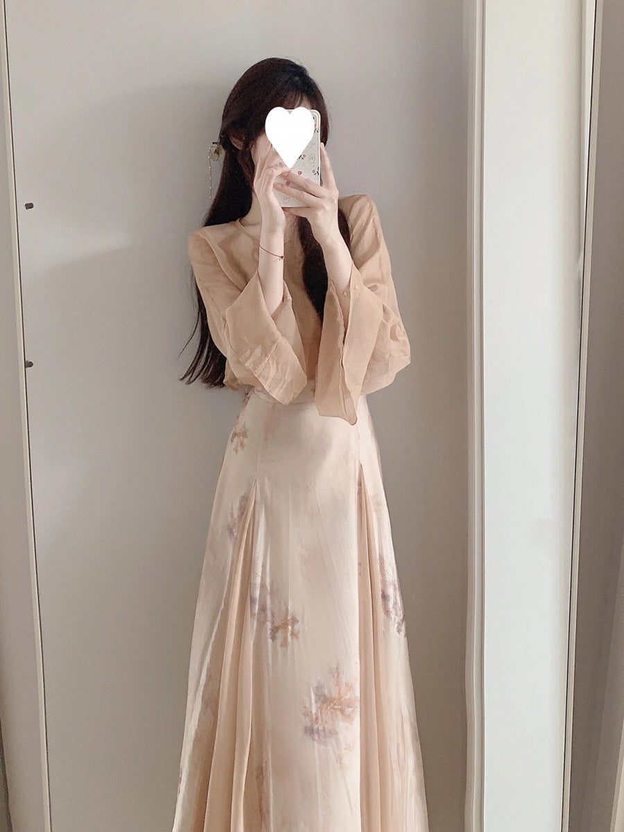 Yuelonggauze2025New Chinese Style National Style Dress Cool Zen Set Ancient Style Wabi-Sabi Dress Tea Dress Cheongsam Dress