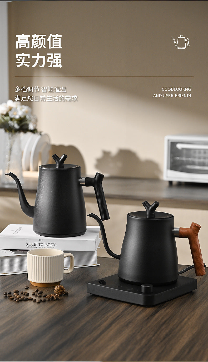 Electric Kettle Cross-Border Knob Temperature Control Narrow Spout Long Spout Pour Over Coffee Pot Stainless Steel Kettle Electric Kettle