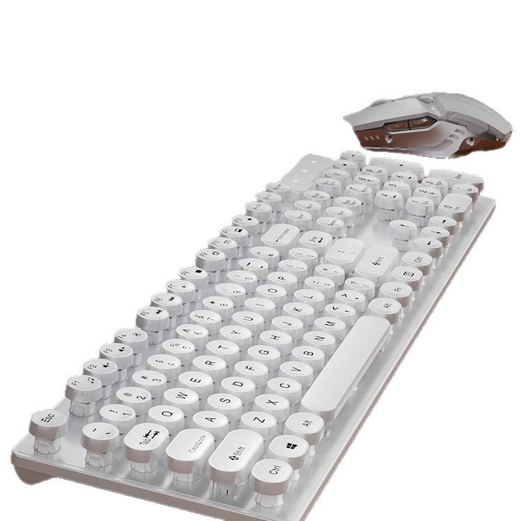 Vintage Punk Keyboard Desktop Computer Universal Mechanical Keyboard Mouse Set Office Special Silent Wired