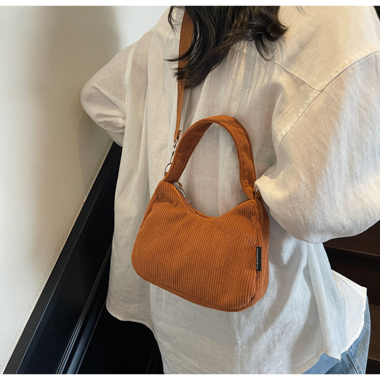 2024New Casual Large Capacity Women's Shoulder Bag Trendy Corduroy Versatile Crossbody Bag Trendy Bag Cross-Border Hot Item