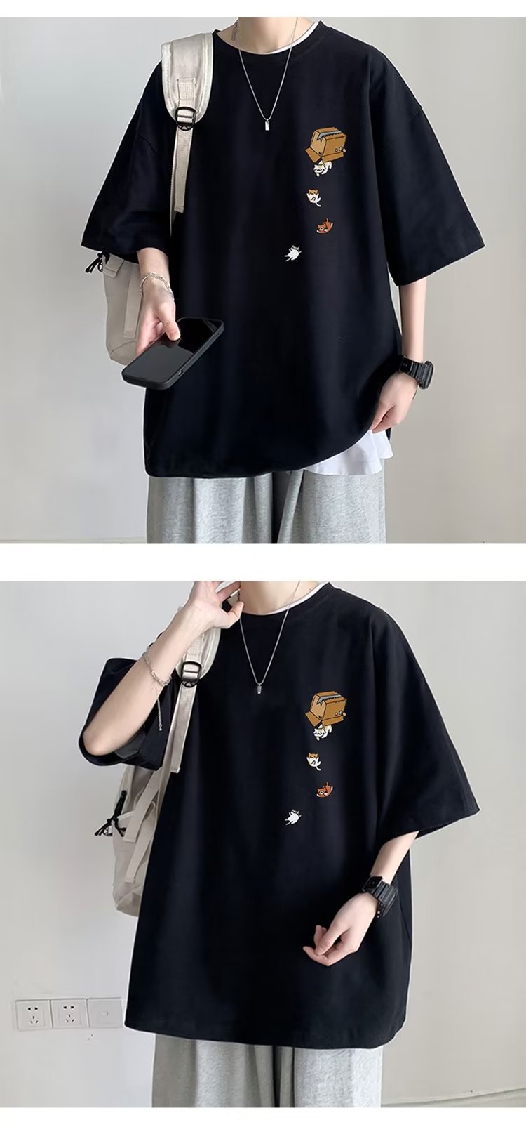 Summer New Short Sleeve Loose t T-shirt Men Fashion Brands Casual Half Sleeve Trendy T-shirt Bottoming Shirt Half Sleeve Shirt