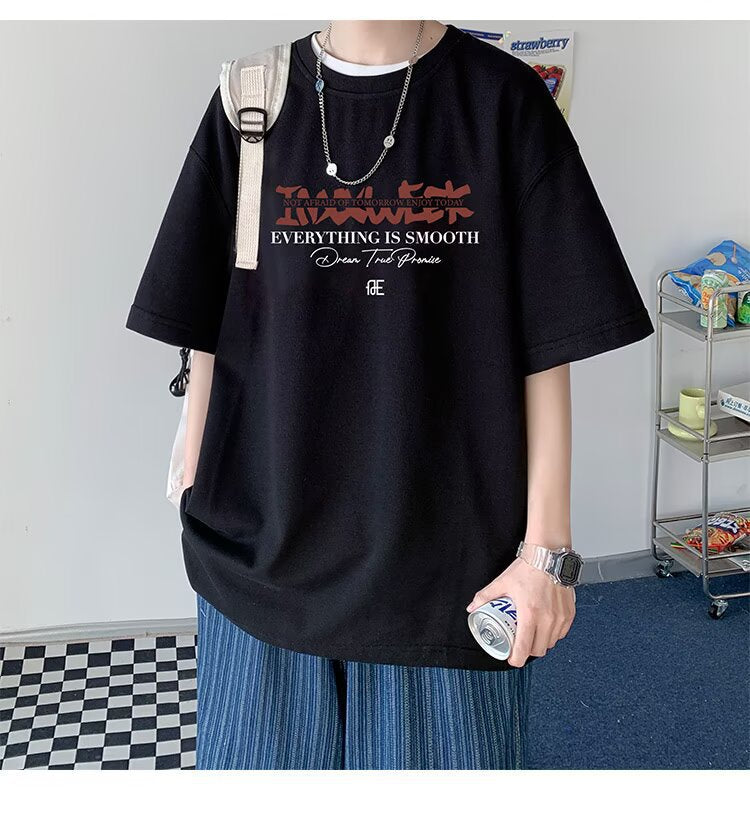 American Cotton Short Sleeve t Men's Summer T-shirt2025Youth Trendy Brand oversize Men's Half Sleeve Top