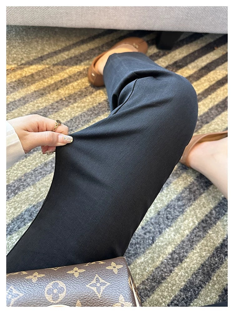 Thin and Soft Mask Pants！Summer Thin Jeans for Women Slimming Petite Nine-point Narrow Straight-leg Pants