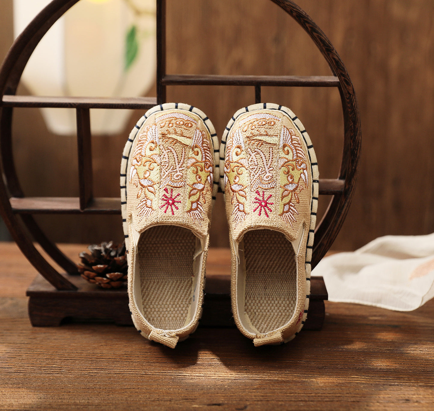 Old Beijing Traditional Cloth Shoes for Children, Thousand-Layer Sole Embroidered Cloth Shoes, Spring and Autumn Ancient Costume Hanfu Shoes, Ethnic Style Boys' Shoes