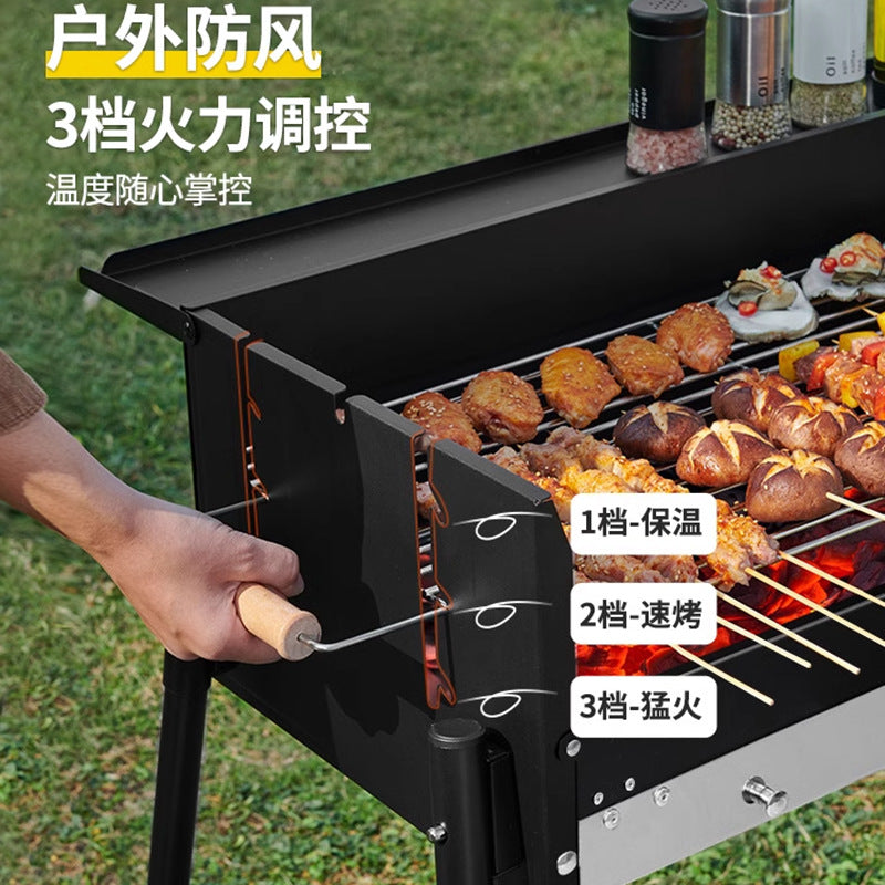 Portable BBQ Grill Outdoor Charcoal Folding BBQ Rack Stainless Steel Thickened BBQ Stove BBQ Barbecue Utensils
