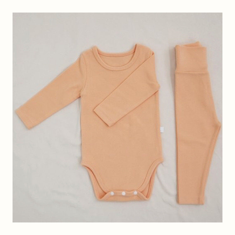 Baby Romper Spring and Autumn a High-Waist Belly Protection Pants Set Baby Spring and Autumn Triangle Romper Bodysuit Jumpsuit