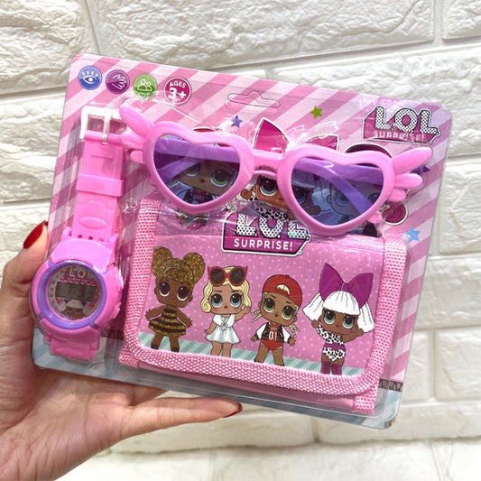 Cross-Border Children's Cartoon Electronic Watch Glasses Wallet Watch Set Kindergarten Kids Gift Prize Toy Watch