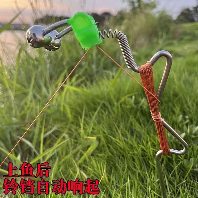 Turtle Fishing Set Hand Line Ground Plug with Spring Bell Automatic Fishing Line Set Integrated Ground Plug for Snakehead Turtle Sea Rod