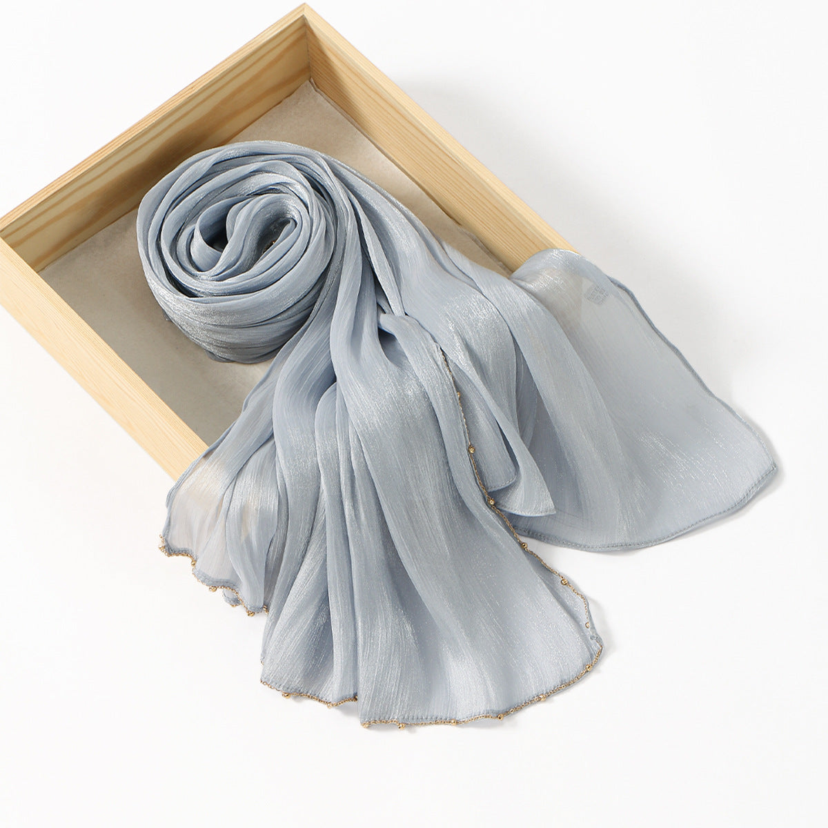 Southeast Asia Hot-Selling Popular Solid Color Chiffon Island Silk Chain Long Scarf Summer Refreshing Breathable Sun-Proof Ethnic Headscarf
