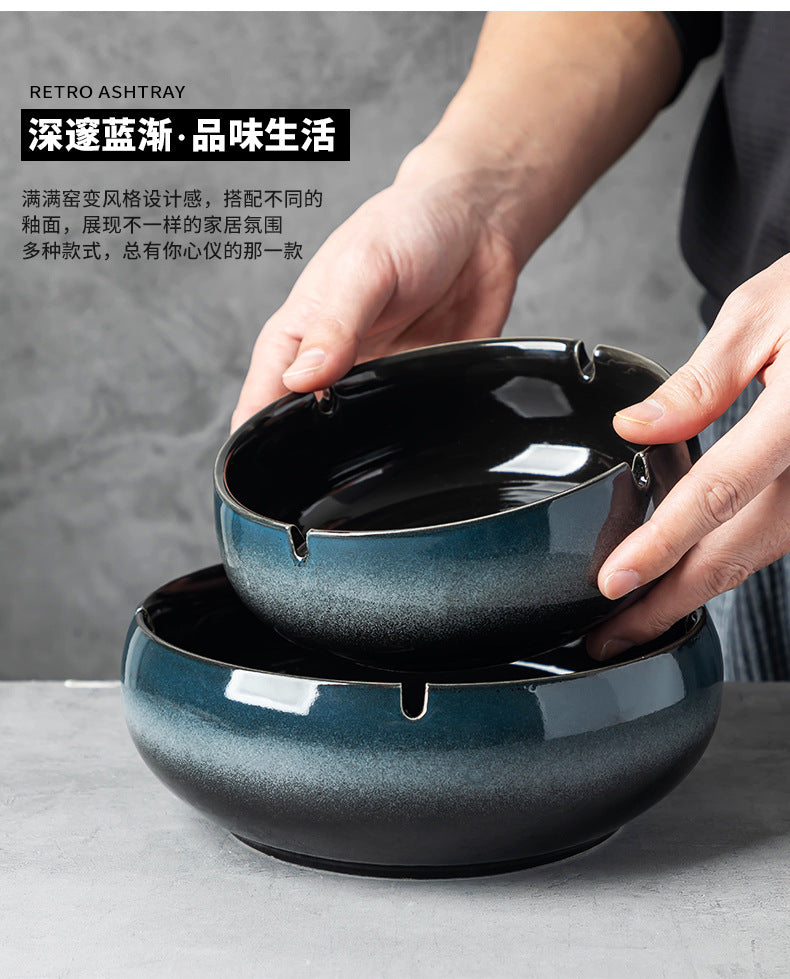 Large Ashtray Creative Personality Ceramic Ashtray Home Retro Chinese Style Living Room Light Luxury Office Trendy Ashtray