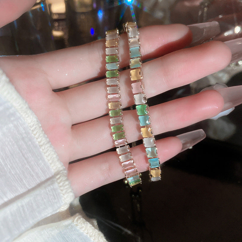 Xiaohongshu Same Style Hot-Selling Zircon Bracelet Light Luxury Niche Exquisite High-End Feel Adjustable Pull Jewelry for Women