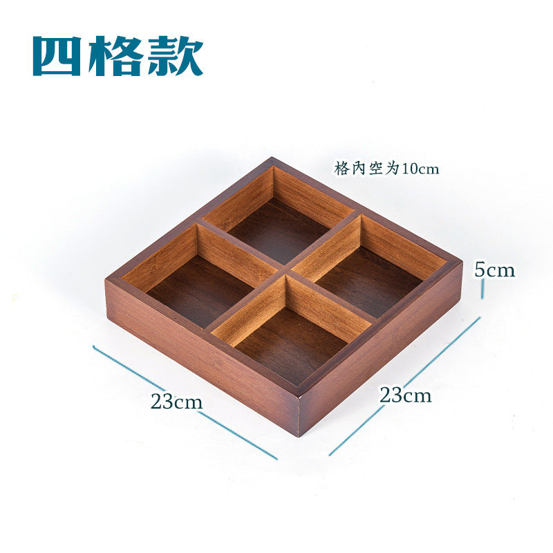 New Style Tea Brewing Tray with Four, Six, and Nine Grids for Fruit and Snacks, Bamboo Wooden Tray for Dried Fruits