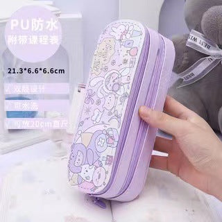 Back-to-School Season Double-Layer Pencil Case Large Capacity Simple Canvas Japanese Style ins Cute pencil case for girls and elementary school students http://detail.1688.com/offer/641079955231.html