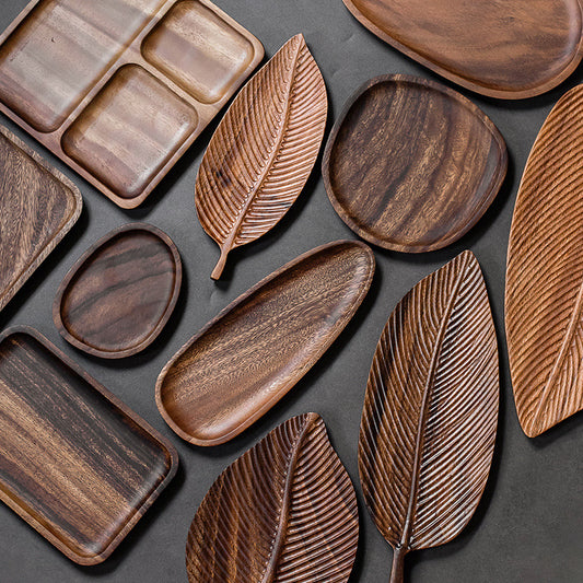 Walnut Tea Tray Minimalist Dry Tea Tray Cup Storage Tray Chinese Style Candy Dessert Fruit Tray Tea Room Tea House Wholesale