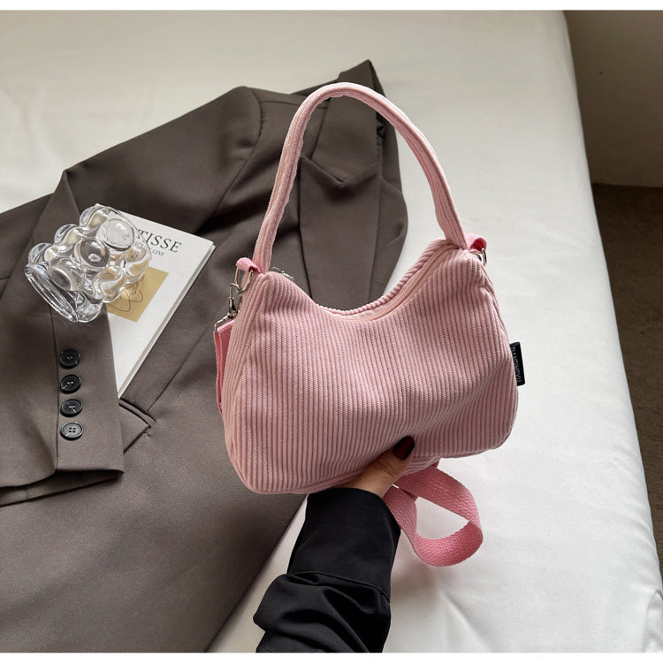 2024New Casual Large Capacity Women's Shoulder Bag Trendy Corduroy Versatile Crossbody Bag Trendy Bag Cross-Border Hot Item