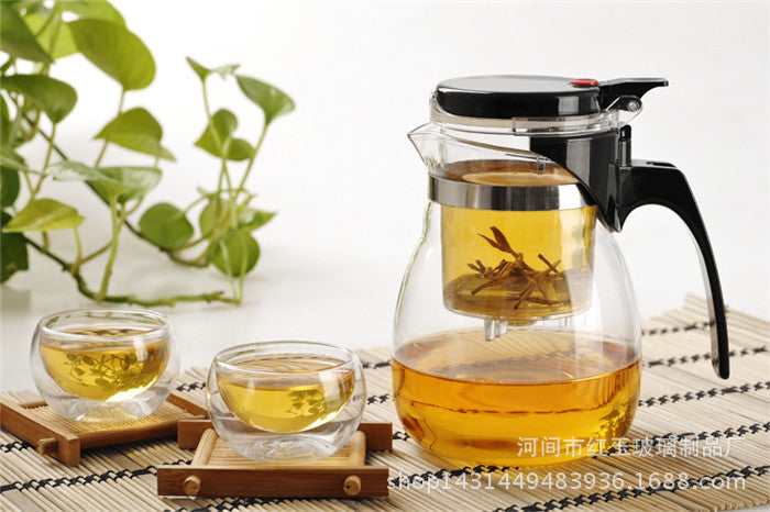 Wholesale High Borosilicate Glass Elegant Cup Heat-Resistant Glass Filter Teapot Detachable Washable Tea Brewing Pot Tea Infuser Exquisite