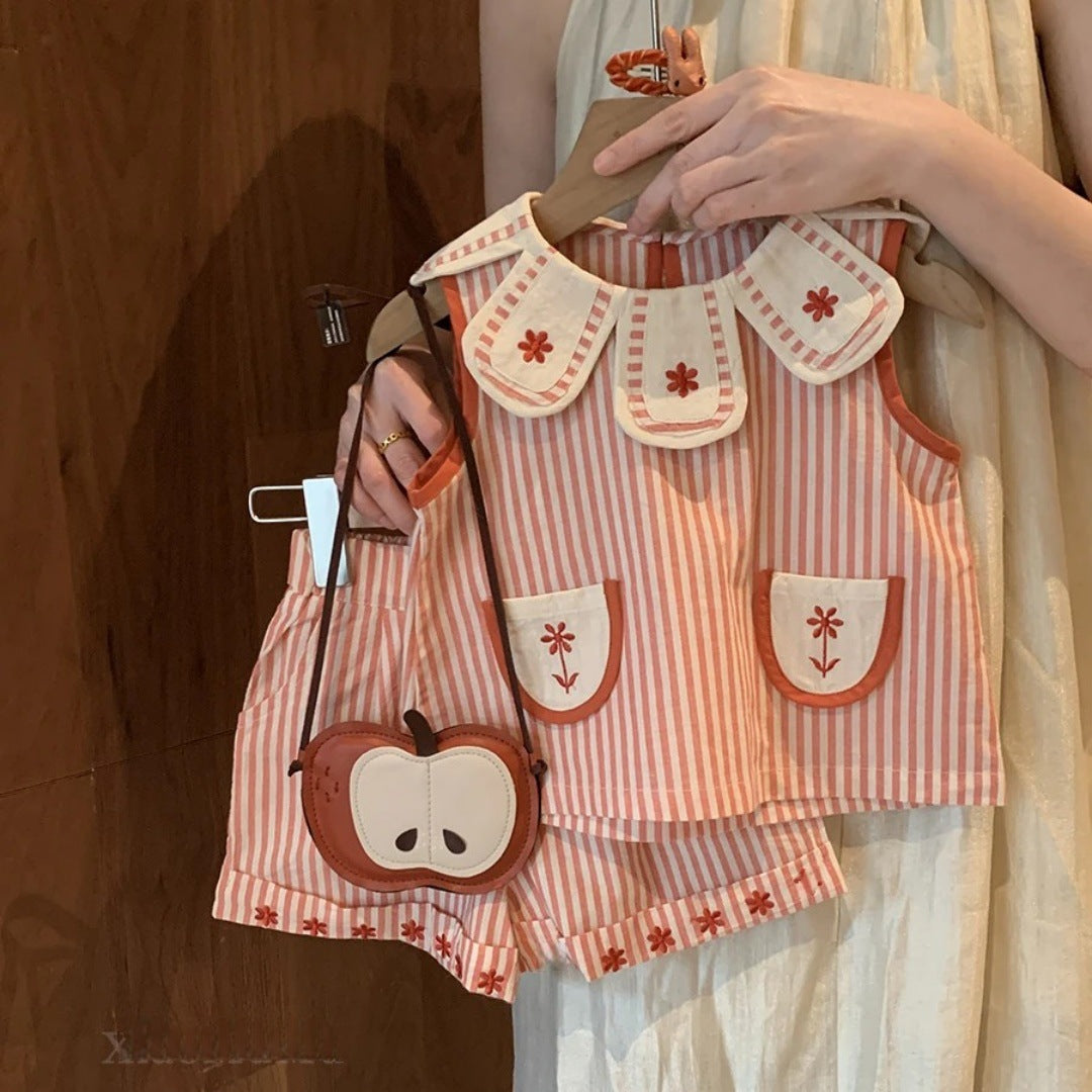 Sweet Little Girl Summer tutu High-Quality Mesh Cake Skirt Two-Piece Set Cute Tank Top and Shorts Two-Piece