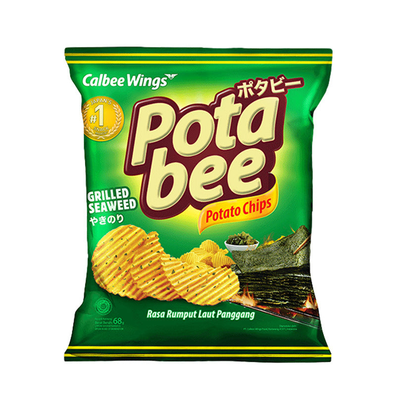 New goods imported from Indonesia Calbee/Calbee Portabi Seaweed Flavored Potato Chips68g Internet Celebrity Potato Chips Casual Puff Snacks