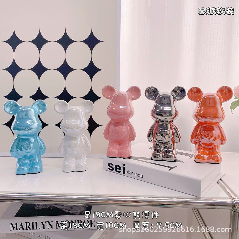 Chinese Style Violent Bear Ornament High-end Ceramic Living Room Entrance TV Cabinet Wine Cabinet Money Box Home Decoration Gift
